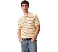 Calvin Klein Polo de Manga Corta Hombre Striped Pique con Tapeta de Botones, Amarillo (Anise Flower), L