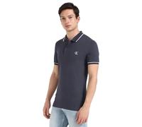 Calvin Klein Polo de Manga Corta Hombre Tipping Slim Tejido elástico, Azul (India Ink), L