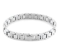 Calvin Klein Pulsera Faceted Mujer 35000045 - Brazalete Rígido de Acero Inoxidable Plateado con Inscripción