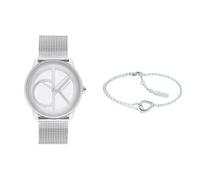 Calvin Klein Reloj Analógico de Cuarzo con Esfera Plateada y Brazalete de Acero Inoxidable para Mujer