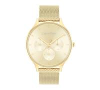 Calvin Klein Reloj Analógico de Cuarzo Multifunción para Mujer Colección Timeless Mesh MF con Correa de Malla de Acero Inoxidable de Color Dorado - 25200103