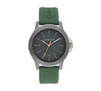 Calvin Klein Reloj con Movimiento de Cuarzo de Tres Manecillas para Hombre Colección CK Reset con Correa de Silicona Verde, 25200472, Gris Oscuro