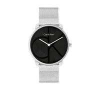 Calvin Klein Reloj De Movimiento De Cuarzo De Dos Manecillas para Hombre Colección CK Iconic con Correa de Malla de Acero Inoxidable Plateada, 25300012, 35mm, Negro