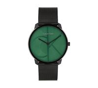 Calvin Klein Reloj De Movimiento De Cuarzo De Dos Manecillas para Hombre Colección CK Iconic con Correa de Malla de Acero Inoxidable Negra, 25300013, 35mm, Verde