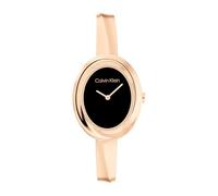Calvin Klein Reloj De Movimiento De Cuarzo De Dos Manecillas para Mujer Colección Twisted Bezel con Pulsera Rígida de Acero Inoxidable de Oro Rosa, 25100057, Negro