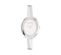 Calvin Klein Reloj De Movimiento De Cuarzo De Dos Manecillas para Mujer Colección Twisted Bezel con Pulsera Rígida de Acero Inoxidable Plateada, 25100055