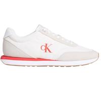 Calvin Klein Retro Runner ESS Mix Mat Ym0Ym01361 Low Top, Beige (Marshmallow/White/Orange), 6.5
