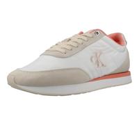 Calvin Klein Retro Runner Lace Up Nylon MG Yw0yw01990, Parte Superior Baja Mujer, Beige (Brilliant White/Light Cashew/Pink), 39 EU