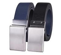 Calvin Klein Reversible Dress Belt with Plaque Buckle Cinturón, Placa Azul/Negra, Small (30-32) para Hombre