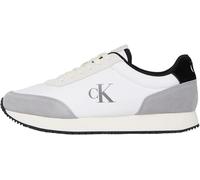Calvin Klein Runner Sneaker Hombre Retro Iconic Calzado, Multicolor (Bright White/Black/Creamy White), 45
