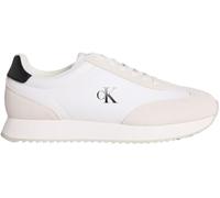 Calvin Klein Runner Sneaker Hombre Retro Lace Up de Piel, Blanco (Bright White/Black), 44