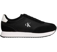 Calvin Klein Runner Sneaker Hombre Retro Lace Up de Piel, Negro (Black/Bright White), 44