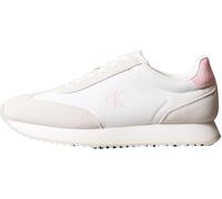 Calvin Klein Runner Sneaker Mujer Laceup de Piel, Blanco (Bright White/Sweet Pink), 36