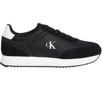Calvin Klein Runner Sneaker Mujer Laceup de Piel, Negro (Black/Bright White), 37