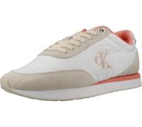 Calvin Klein Retro Runner MG Yw0Yw01990 - Tenis de Correr con Cordones para Mujer, Parte Superior Baja, Beige (Blanco Brillante/anacardo Claro/Rosa), Talla 7.5