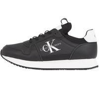 Calvin Klein Runner Sneaker Mujer Sock Laceup de Piel, Negro (Black/Bright White), 41