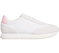 Calvin Klein Runner Sneaker Mujer Laceup de Piel, Blanco (Bright White/Sweet Pink), 38