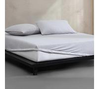 Calvin Klein - Sábanas de Cama Queen, Juego de Ropa de Cama de Jersey de Mezcla de algodón con Bolsillos Profundos, Esenciales de Ropa de Cama súper Suaves y acogedores (algodón Moderno Gris/Azul