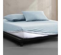 Calvin Klein - Sábanas de Cama Queen, Juego de Ropa de Cama de Jersey de Mezcla de algodón con Bolsillos Profundos, Esenciales de Ropa de Cama súper Suaves y acogedores (algodón Moderno Aguamarina