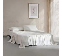 Calvin Klein - Sábanas de Cama tamaño Queen, Juego de Ropa de Cama de Punto de Mezcla de algodón con Fundas de Almohada a Juego, Bolsillos Profundos, Certificado Oeko-Tex (Modern Cotton Ivory/Grey)