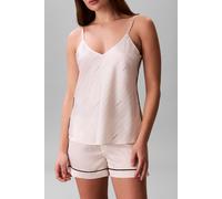 Calvin Klein Satin Cami W Piping Top Dotted Logo Pinstripe Ivory Talla: L | Camisetas de Seda Outlet | Mujer | Blanco