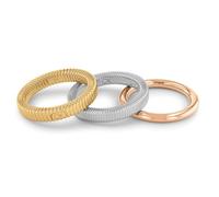 Calvin Klein Set de 3 Anillos para Mujer Colección PLAYFUL REPETITION en Acero Inoxidable, Oro Amarillo y Oro Rosado - 35000027D