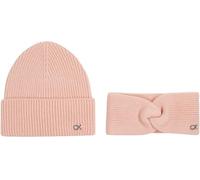 Calvin Klein Set de Regalo Mujer CK Metal Beanie & Headband Gorro de Punto y Cinta para el Pelo, Rosa (Petal Blush), Talla Única