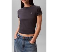 Calvin Klein Camiseta de Manga Corta Mujer Archive Jersey tee con Cuello Redondo, Gris (Ebony), XS
