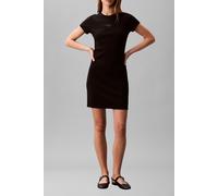 Calvin Klein Short Sleeve Monologo 2x2 Baby Rib Dress Black Talla: S | Mini Vestidos Outlet | Mujer | Negro