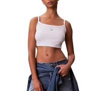 Calvin Klein SL Woven Label 2x2 Baby Rib Crop Lv047f221g Camiseta de Tirantes Anchos Mujer