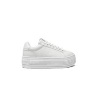 Calvin Klein Sneaker con Plataforma Mujer Bold de Piel, Blanco (Triple Bright White), 41
