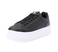 Calvin Klein Sneaker con Plataforma Mujer Bold de Piel, Negro (Black/Bright White), 39 EU