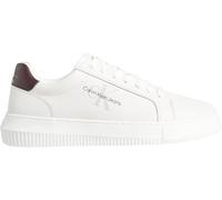 Calvin Klein Sneaker con Suela Cupsole Hombre Chunky de Piel, Blanco (Bright White/Bitter Chocolate), 43