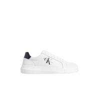 Calvin Klein Sneaker con Suela Cupsole Hombre Chunky de Piel, Blanco (Bright White/Black), 44 EU