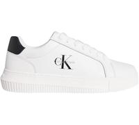 Calvin Klein Sneaker con Suela Cupsole Hombre Chunky Mono de Piel, Blanco (Bright White/Black), 40