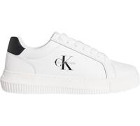 Calvin Klein Sneaker con Suela Cupsole Hombre Chunky Mono de Piel, Blanco (Bright White/Black), 43