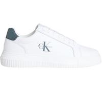 Calvin Klein Sneaker con Suela Cupsole Hombre Chunky Mono de Piel, Multicolor (Bright White/Seaside Aqua), 44