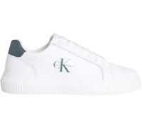 Calvin Klein Sneaker con Suela Cupsole Hombre Chunky Mono de Piel, Multicolor (Bright White/Seaside Aqua), 41