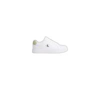 Calvin Klein Sneaker con Suela Cupsole Hombre Classic Laceup de Piel, Blanco (Bright White/Sage Green), 42