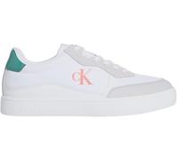 Calvin Klein Sneaker con Suela Cupsole Hombre Classic Nylon Mix con Logotipo, Blanco (Bright White/Wild Green/Tigerilily), 45