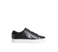 Calvin Klein Sneaker con suela cupsole Hombre de piel, Negro (Black/Bright White), 46