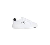 Calvin Klein Sneaker con Suela Cupsole Mujer Chunky Mono de Piel, Blanco (Bright White/Black), 39