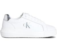 Calvin Klein Sneaker con Suela Cupsole Mujer Chunky Silver de Piel, Blanco (Bright White/Silver), 39