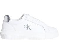 Calvin Klein Sneaker con Suela Cupsole Mujer Chunky Silver de Piel, Blanco (Bright White/Silver), 39