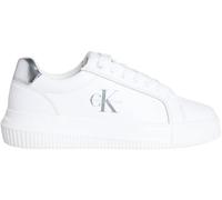 Calvin Klein Sneaker con Suela Cupsole Mujer Chunky Silver de Piel, Blanco (Bright White/Silver), 40