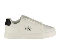 Calvin Klein Sneaker con Suela Cupsole Mujer Classic Mono con Logotipo, Blanco (Bright White/Black), 39