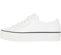 Calvin Klein Sneaker con Suela Vulcanizada Mujer Bold Low de Piel, Blanco (Bright White/Black), 40