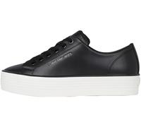 Calvin Klein Sneaker con Suela Vulcanizada Mujer Bold Low de Piel, Negro (Black/Bright White), 41