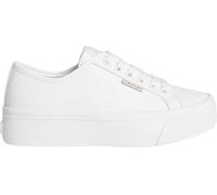 Calvin Klein Sneaker con Suela Vulcanizada Mujer Flatform con Plataforma, Blanco (Bright White), 41