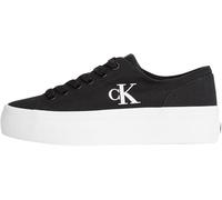 Calvin Klein Sneaker con Suela Vulcanizada Mujer Flatform Low Top, Negro (Black/Bright White), 39